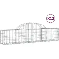 vidaXL Gabionen met boogvorm, 12 stuks, 200x30x40/60 cm, verzinkt staal