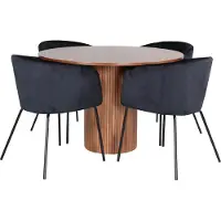 Ebuy24 BiancaROWA eethoek eetkamertafel eik fineer en 4 Berit eetkamerstal velours zwart.