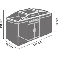 Perel BBQ hoes | Rechthoekig | | 145 x 65 x 110 cm (PP, Grijs)