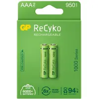 GP Batteries B2111, AAA, Nikkel-metaalhydride (NiMH), 1,2 V, 2 stuks, 950 mAh, Groen