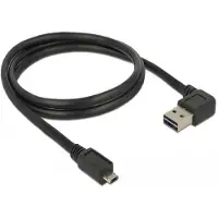 DeLOCK Easy-Micro USB naar Easy-USB-A haaks (links/rechts) kabel - USB2.0 - tot 2A / zwart - 1 meter