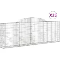 vidaXL Gabionen met boogvorm, 25 stuks, 300x30x100/120 cm, verzinkt staal