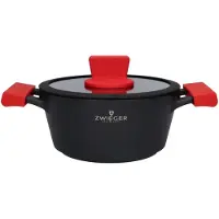 Zwieger obsidiaan pan met deksel, 20 cm, geschikt voor inductiekookplaten