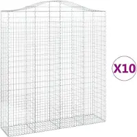 vidaXL Gabionen met boogvorm, 10 stuks, 200x50x220/240 cm, verzinkt staal