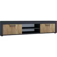 VCM UsiloXL TV-meubel 2 deuren antraciet, eik decor.