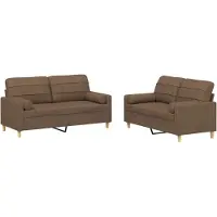 vidaXL 2-delige Loungeset met kussens stof bruin