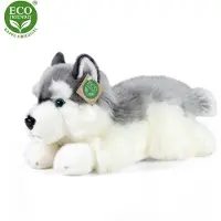 Rappa ECO knuffel hond husky cm - realistische knuffel van recyclede PET flessen - grijs, wit