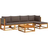 vidaXL 6-delige tuinbankset met kussens acaciahout & touw