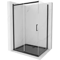 Mexen Omega douchecabine schuifdeur 100 x 90 , transparant, zwart + Flat douchebak, zwart - 825-100-090-70-00-4070B