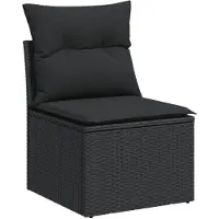 vidaXL Tuinbank zonder armleuningen met kussens zwart poly rattan