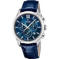 Festina Chronograaf Swiss Made Collection Quartz horloge, herenhorloge, datum, leren band, saffierglas, Swiss Made