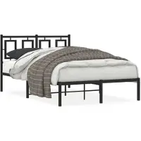 vidaXL Bedframe met hoofdbord metaal zwart 120x190 cm