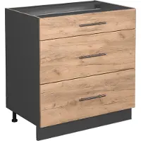 Vicco Keukenonderkast Fame-Line Krachtige eik goud 80 cm met 3 laden, zonder werkblad, Model 38599