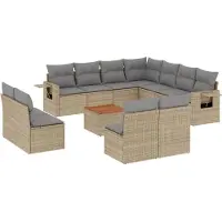 vidaXL 12-delige Loungeset met kussens poly rattan beige