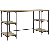 vidaXL Bureau 140x50x75 cm metaal en bewerkt hout sonoma eikenkleurig