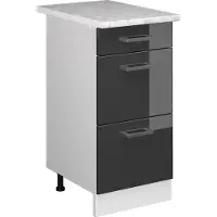 Vicco R-Line Keukenonderkast – 40 cm met laden, met marmeren werkblad Antraciet Hoogglans