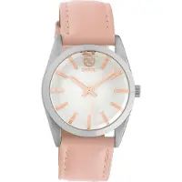 Oozoo Timepieces - Zilverkleurige horloge met zacht roze leren band - C10189