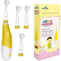 Seago - Sonische Tandenborstel voor kinderen - 1xAA 1,5V (niet meegeleverd), 4 borstels - SG-902 - Geel