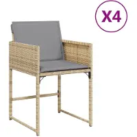 vidaXL Tuinstoelen 4 st met kussens poly rattan gemengd beige