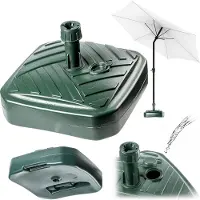 Kadax Parasolstandaard, ronde parasolstandaard, parasolhouder vulbaar met zand water of grind, standaard van kunststof voor tuin, terras, strand (versie 1, vierkant, groen)