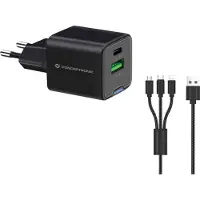 Conceptronic ALTHEA16B Oplader, 2 poorten, 33W, 1x USB-C, 1x USB-A + 3-in-1 adapter