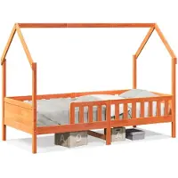 vidaXL Kinderbed, huisbed, wassenbruin, 90x200 cm, beuken