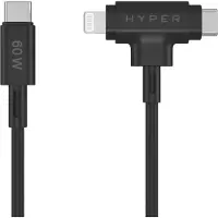 Targus USB-C Naar USB-C En Lightning Kabel 60 Watt Zwart