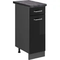 Vicco Keukenonderkast R-Line Zwart hoogglans 30 cm , WB Antraciet, Model 45375