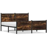 vidaXL Bedframe zonder matras metaal gerookt eikenkleurig 150x200 cm