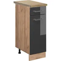 Vicco Keukenonderkast R-Line Antraciet Hoogglans 30 cm , WB Eik, Model 46474