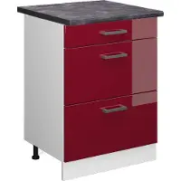 Vicco R-Line Keukenonderkast – 60 cm met laden, WB Antraciet Rode hoogglans