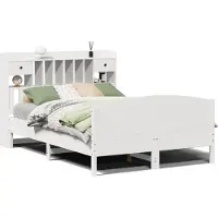 vidaXL Bed met boekenkast zonder matras grenenhout wit 150x200 cm