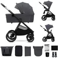 Kinderkraft NEA 2 Kinderwagen – 2-in-1 Tot 27 kg – Lichtgewicht – Vering op Alle Wielen – Compact Inklapbaar – Omkeerbare Zitting – Grijs