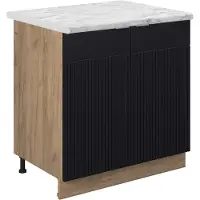 Vicco Wastafelkast Fame-Line Zwart gestreept 80 cm , WB Marmer, Model 50783