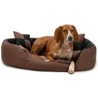 Lionto Hondenbed omkeerbaar, waterafstotend & zacht, 85x70 cm zwart/bruin