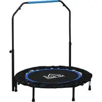 HOMCOM -Stahl, Kunststoff-Schwarz+Blau-Ø102 x 99-123H cm-Fitness-Trampolin