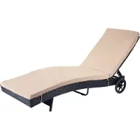 Mendler Ligstoel -D80, tuinligstoel Relax ligstoel, poly rotan ~ antraciet, beige kussens