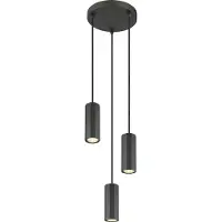 Globo Grijze hanglamp James 3-lichts rond