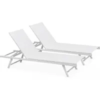 Oviala - Set van 2 witte stalen ligstoelen - Tahiti