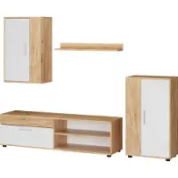 Vicco Berno Wandmeubel – 4-delige set Eik goud/wit