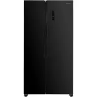 HEISSNER HSBS-HM532NFGBKE++ Amerikaanse Side-by-Side Koelkast – 532 L – No Frost – Smart Eco Functie – Snel Koelen – Deur-alarm – Zwart Glas – 5 Jaar Garantie