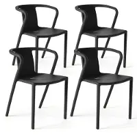 Oviala - Set van 4 zwarte plastic stoelen - Berlin