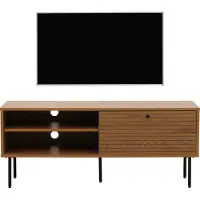 Mendler TV-rek -N78, laag TV-meubel, Scandinavische stijl metaal hout melamine MVG 50x120x40cm ~ naturel