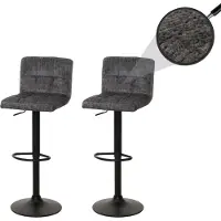 MCW Set van 2 barkrukken -G87, barkruk barstoel, in hoogte verstelbaar draaibaar, chenille stof (465g/m²) ~ donkergrijs