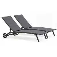 Oviala - Set van 2 zwarte ligstoelen - Santa Monica