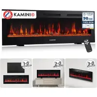 KAMINIO Elektrische haard MARLON - Elektrische 3-in-1 haard met verwarming, 3D-vlameffect, 12 vlamkleuren, afstandsbediening - 60 inch