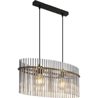 Globo Hanglamp Gorley Zwart Met Smoke Glas Staafjes