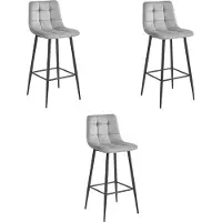 Leobert ARCETO kruk - zilvergrijs fluweel / zwarte poten x 3