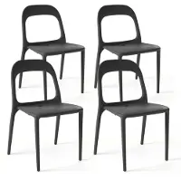 Oviala - Set van 4 zwarte plastic stoelen - Milan
