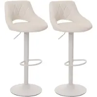 MCW Set van 2 barkrukken -N64, barkruk tegenkruk, draaibare voetensteun, imitatieleer metaal ~ wit